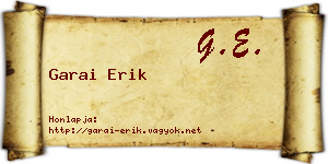 Garai Erik névjegykártya